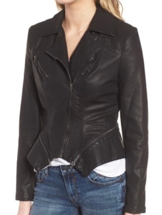 Blank NYC Jackets & Blazers - Blank NYC Black Faux Vegan Leather Moto Zip Jacket, L/XL